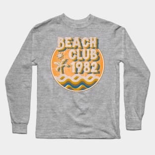 vintage retro beach club 70s 1982 with spirale orange Long Sleeve T-Shirt